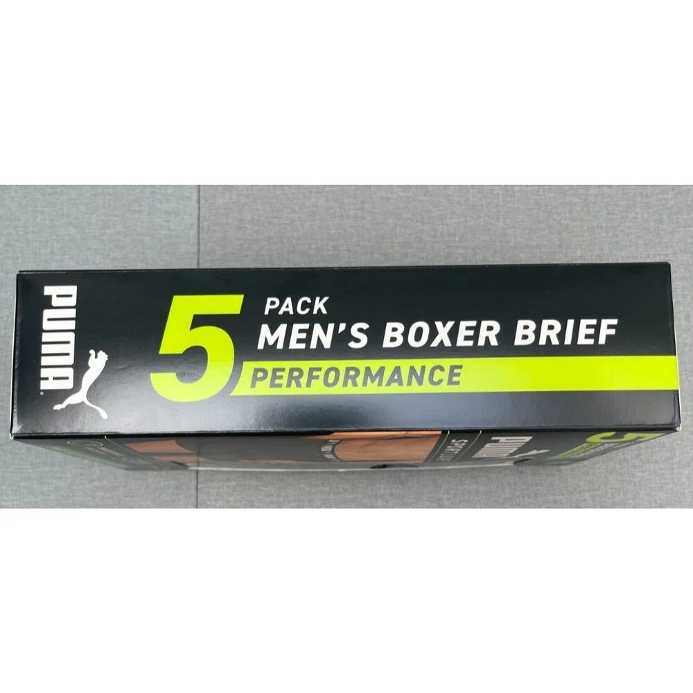 PUMA Sportluxe Performance Boxer Briefs 5-Pack Moisture Wicking Black XL
